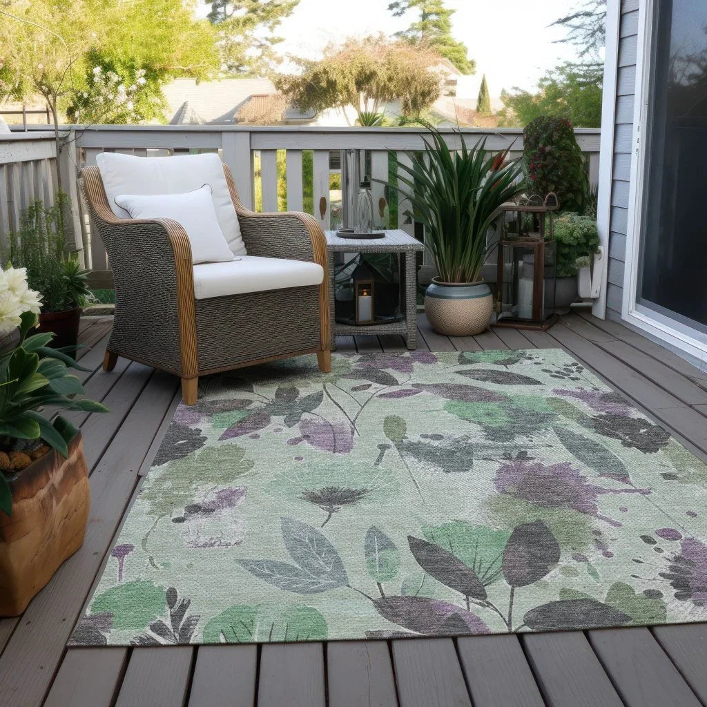 Gemelis Green Washable Indoor - Outdoor Rug - LOOMLAN - LOOMLAN Rugs - Outdoor Rugs