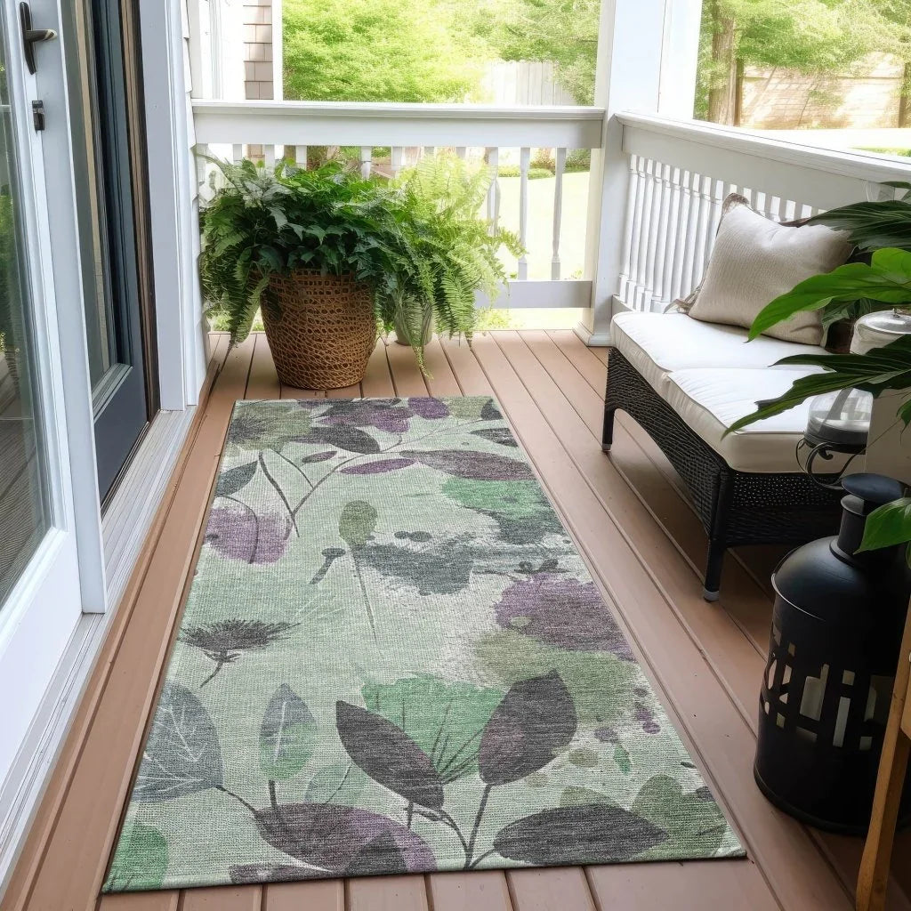 Gemelis Green Washable Indoor - Outdoor Rug - LOOMLAN - LOOMLAN Rugs - Outdoor Rugs