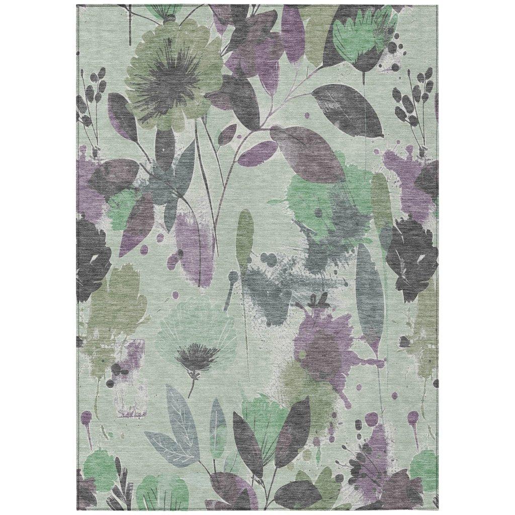 Gemelis Green Washable Indoor - Outdoor Rug - LOOMLAN - LOOMLAN Rugs - Outdoor Rugs