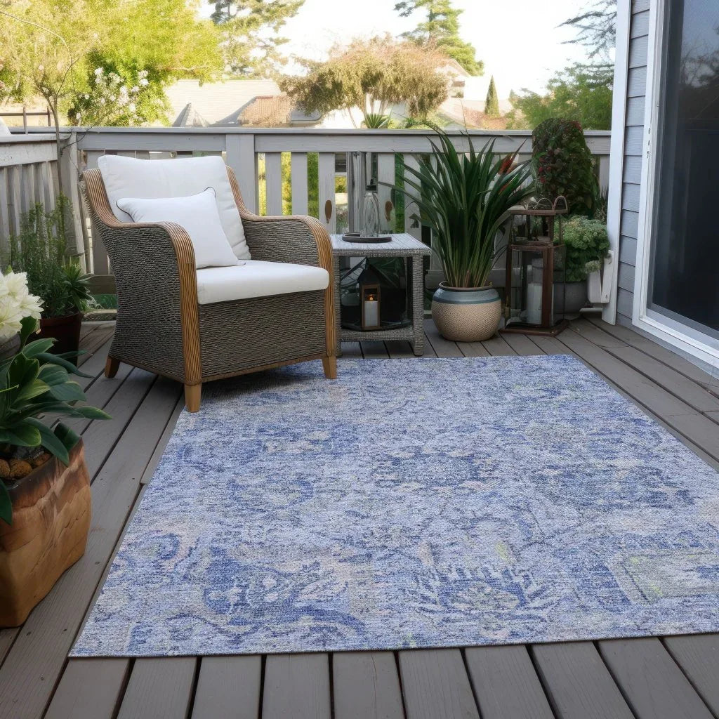 LOOMLAN Rugs Geneva Blue Washable Indoor-Outdoor Rug