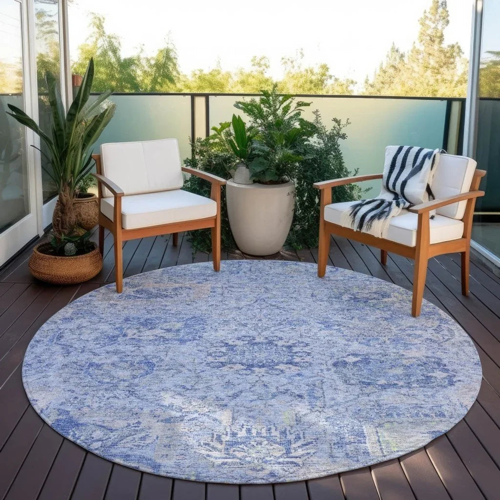 LOOMLAN Rugs Geneva Blue Washable Indoor-Outdoor Rug