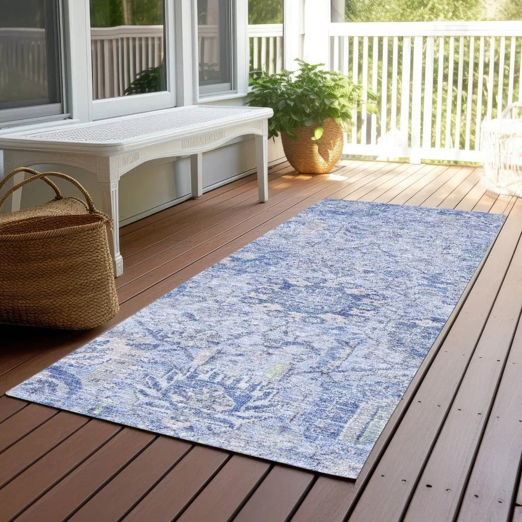 LOOMLAN Rugs Geneva Blue Washable Indoor-Outdoor Rug