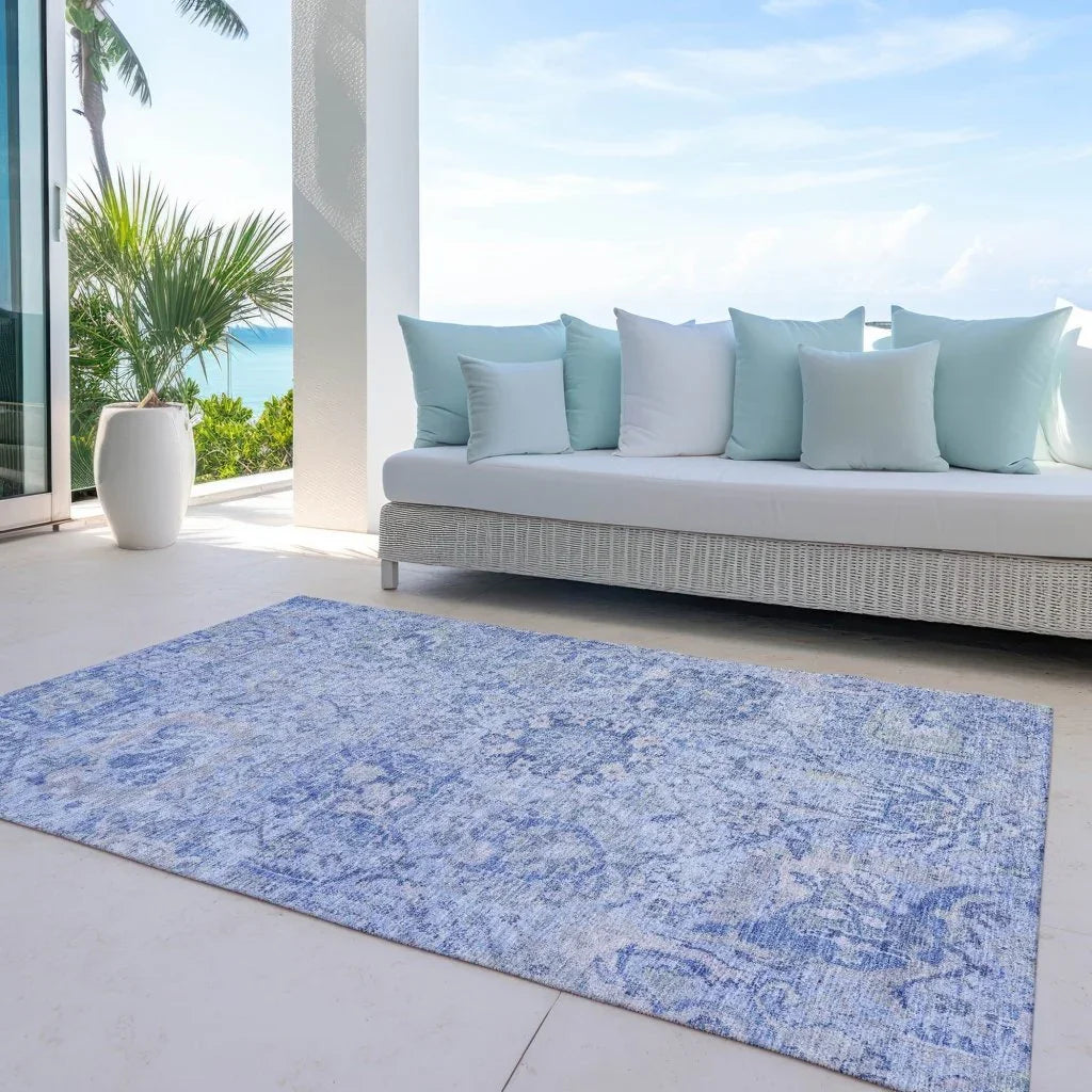 LOOMLAN Rugs Geneva Blue Washable Indoor-Outdoor Rug