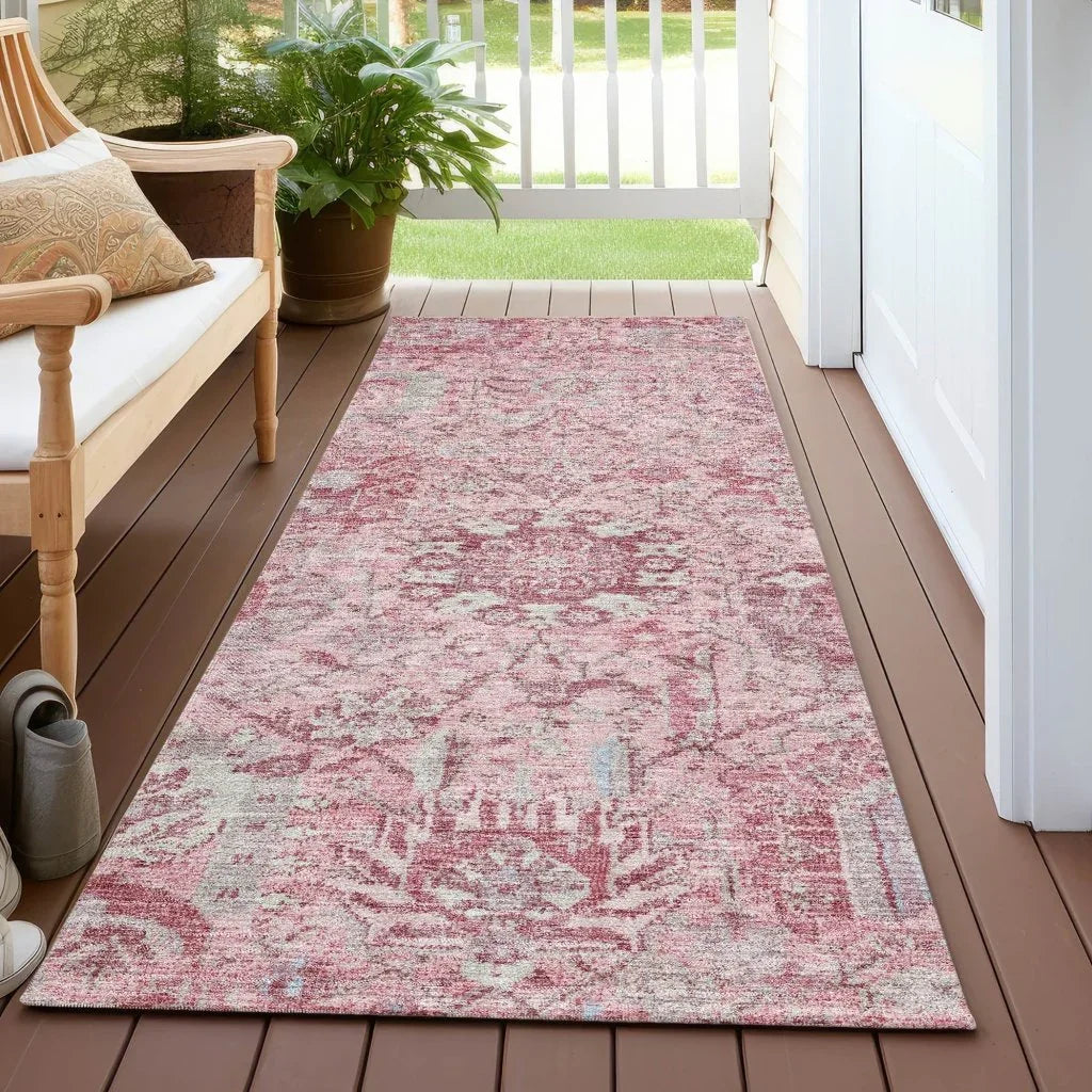 LOOMLAN Rugs Geneva Pink Washable Indoor-Outdoor Rug