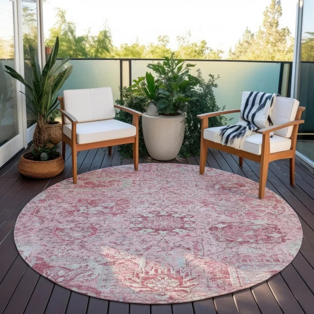 LOOMLAN Rugs Geneva Pink Washable Indoor-Outdoor Rug