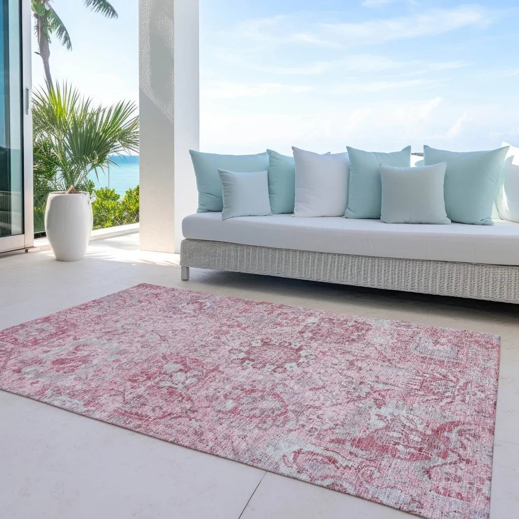 LOOMLAN Rugs Geneva Pink Washable Indoor-Outdoor Rug