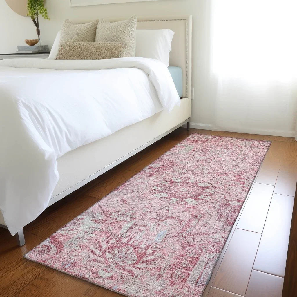 LOOMLAN Rugs Geneva Pink Washable Indoor-Outdoor Rug