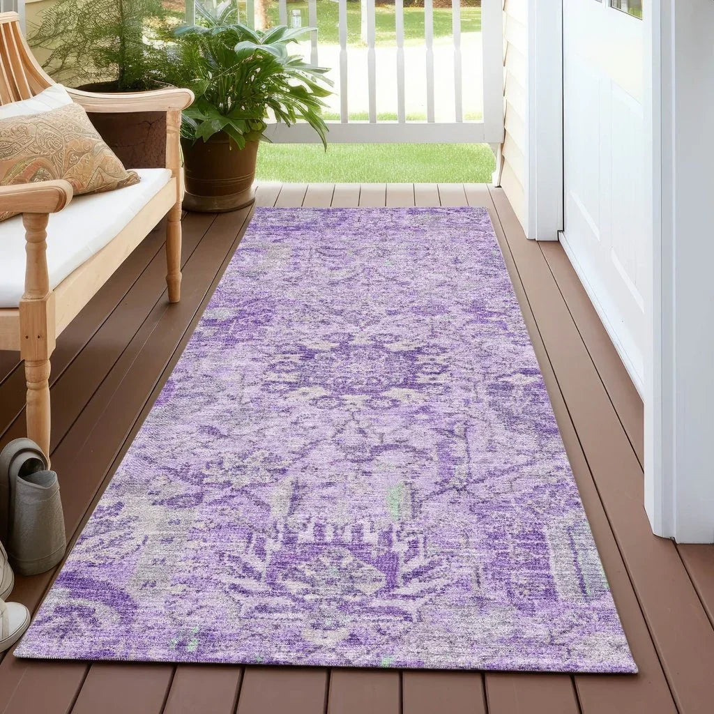 LOOMLAN Rugs Geneva Purple Washable Indoor-Outdoor Rug