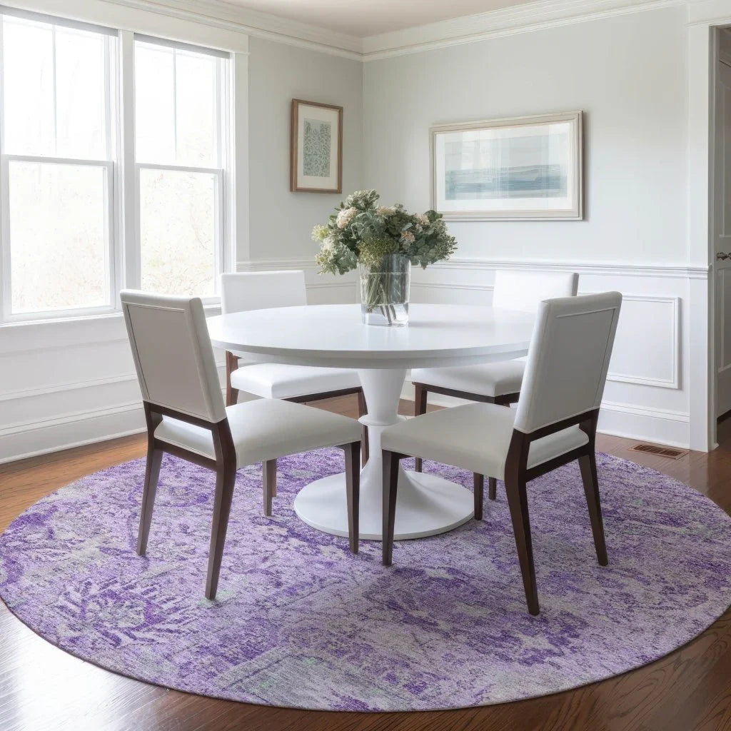 LOOMLAN Rugs Geneva Purple Washable Indoor-Outdoor Rug