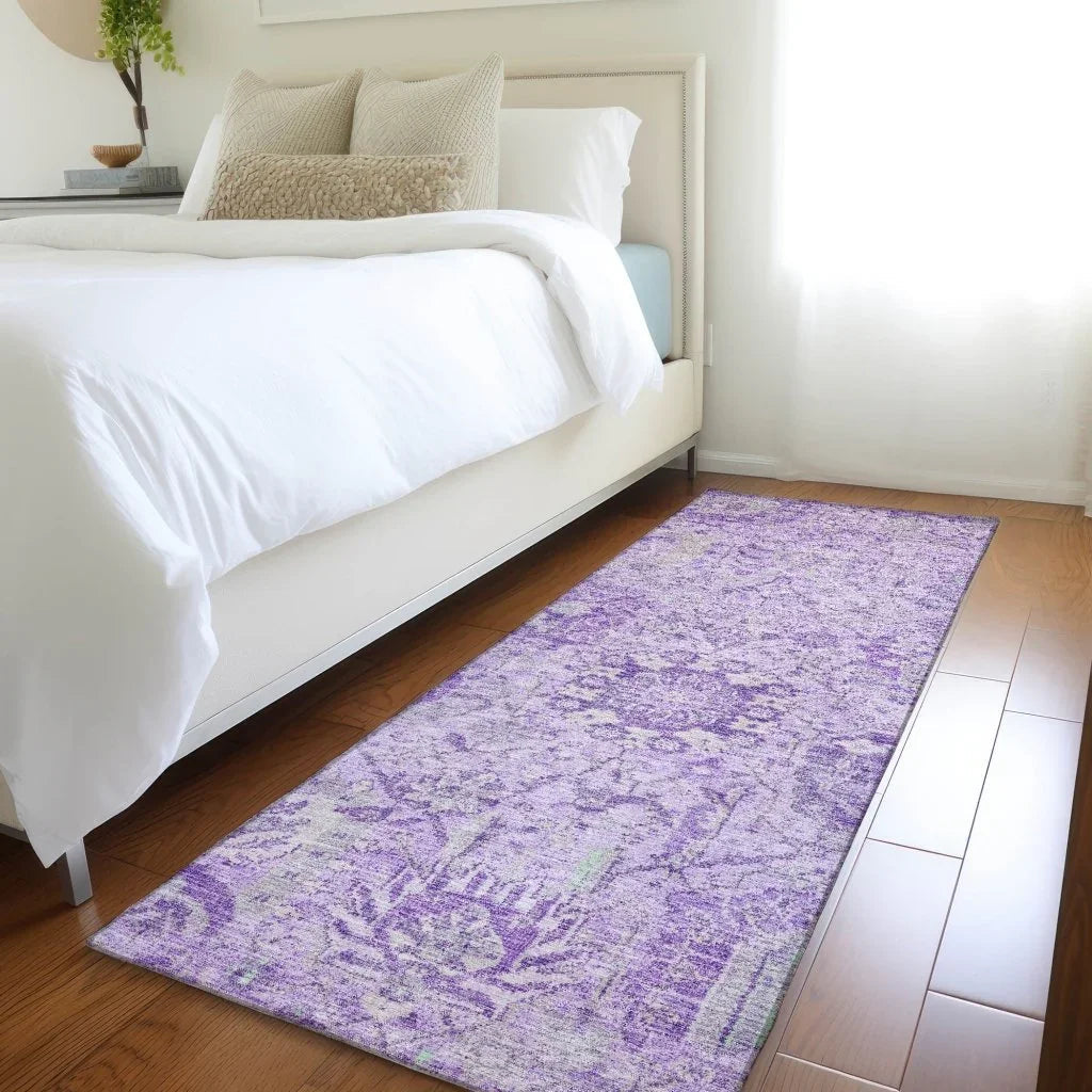 LOOMLAN Rugs Geneva Purple Washable Indoor-Outdoor Rug