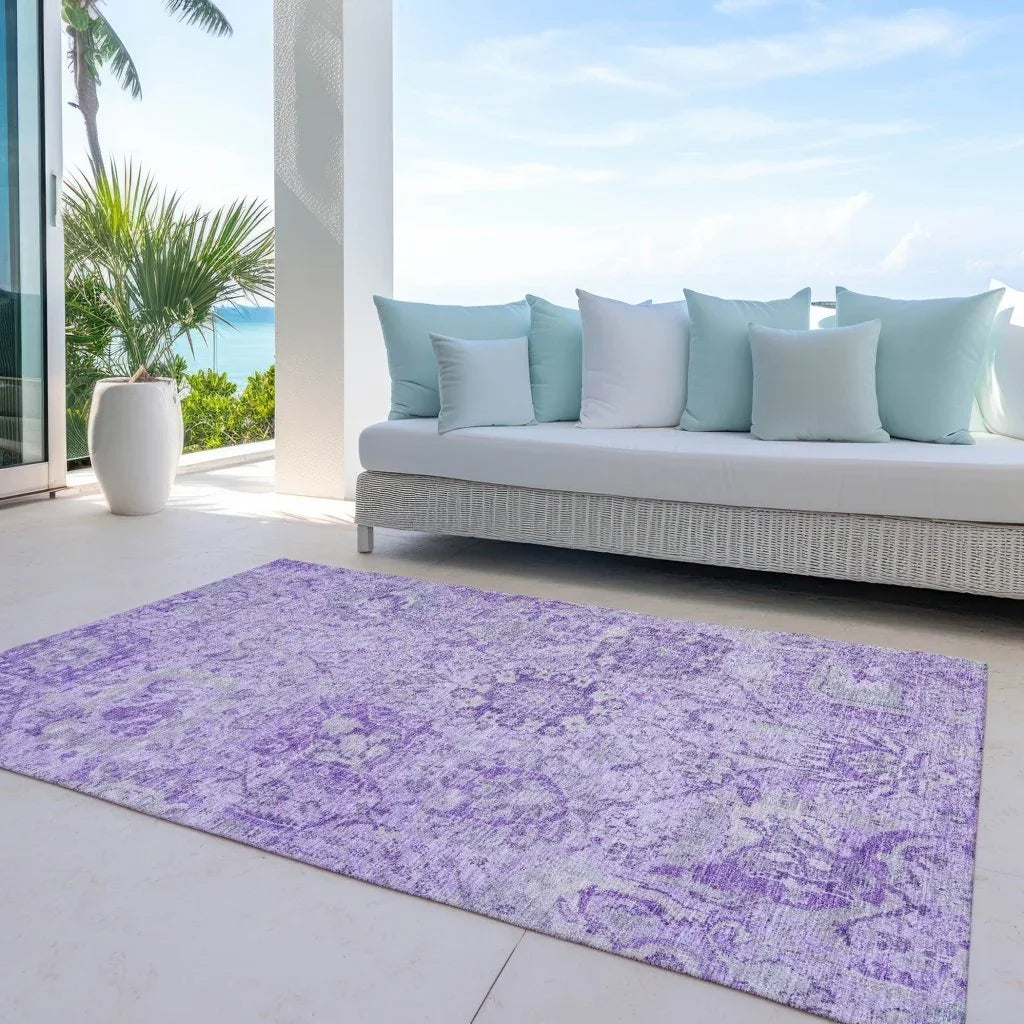 LOOMLAN Rugs Geneva Purple Washable Indoor-Outdoor Rug