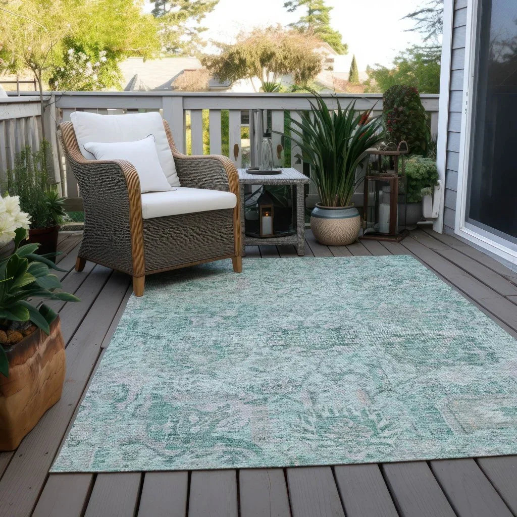 LOOMLAN Rugs Geneva Teal Washable Indoor-Outdoor Rug