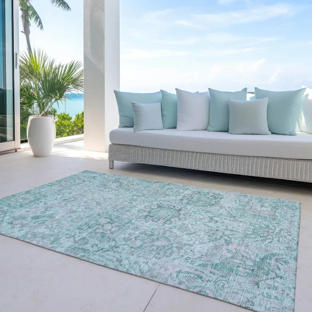 LOOMLAN Rugs Geneva Teal Washable Indoor-Outdoor Rug