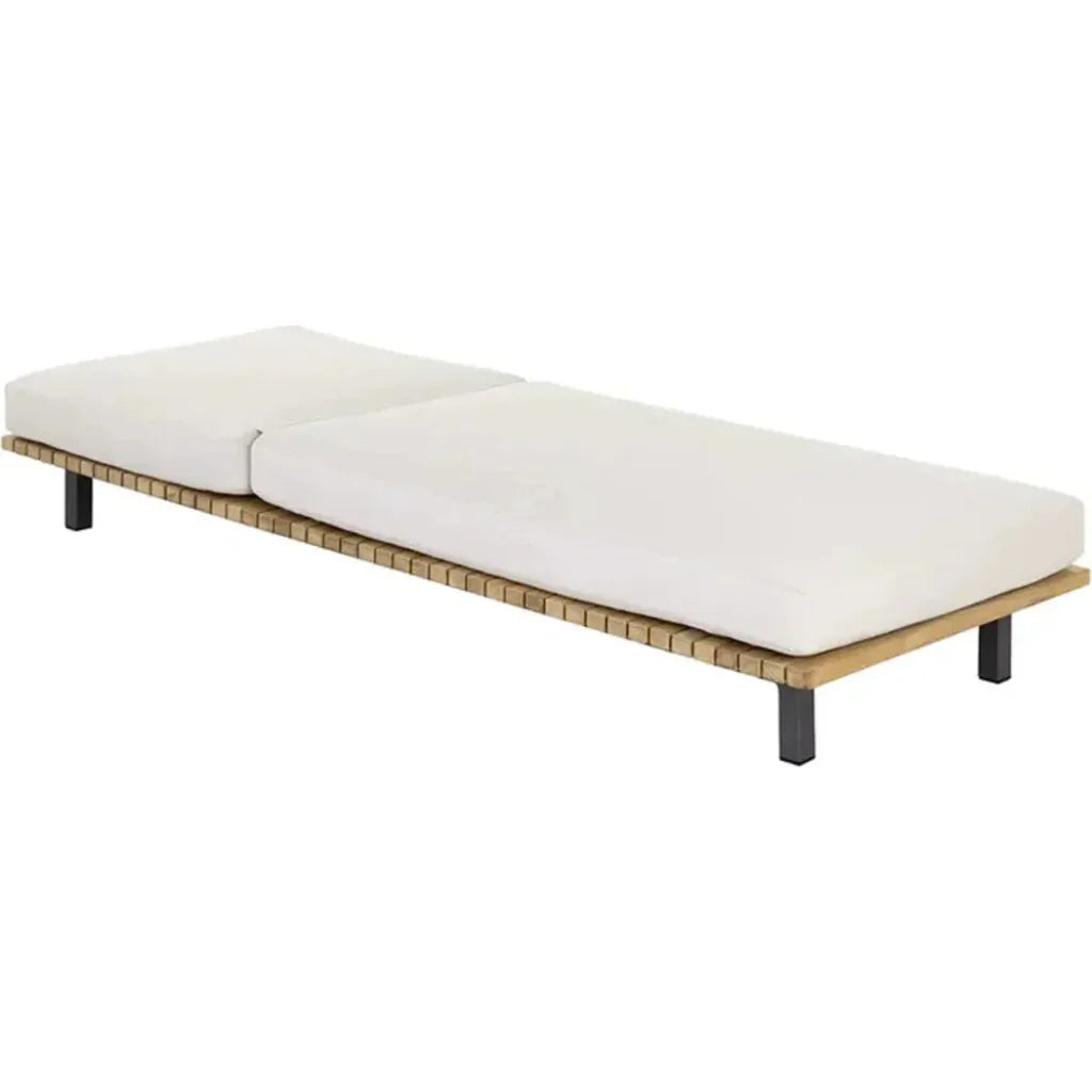 Geneve Cream Fabric Outdoor Lounger - LOOMLAN - SUNPAN - Outdoor Lounge Chairs