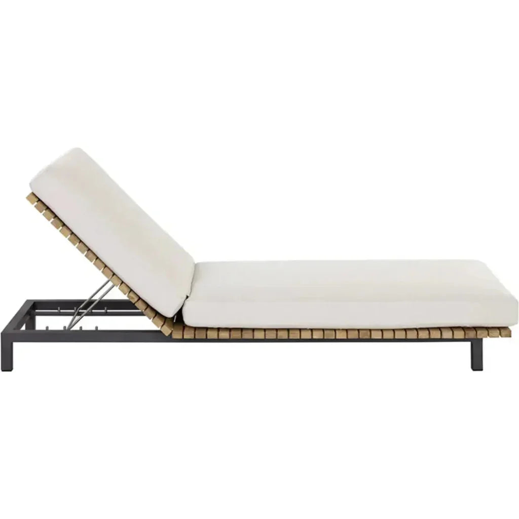 Geneve Cream Fabric Outdoor Lounger - LOOMLAN - SUNPAN - Outdoor Lounge Chairs