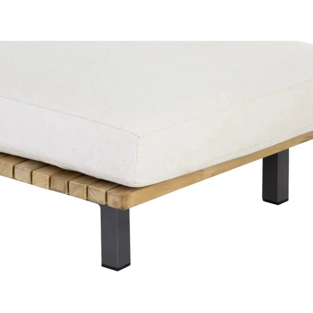 Geneve Cream Fabric Outdoor Lounger - LOOMLAN - SUNPAN - Outdoor Lounge Chairs