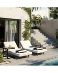 Geneve Cream Fabric Outdoor Lounger - LOOMLAN - SUNPAN - Outdoor Lounge Chairs