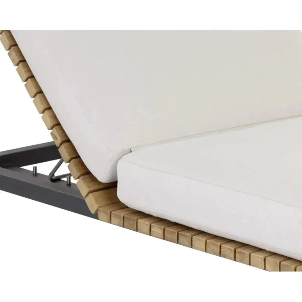 Geneve Cream Fabric Outdoor Lounger - LOOMLAN - SUNPAN - Outdoor Lounge Chairs