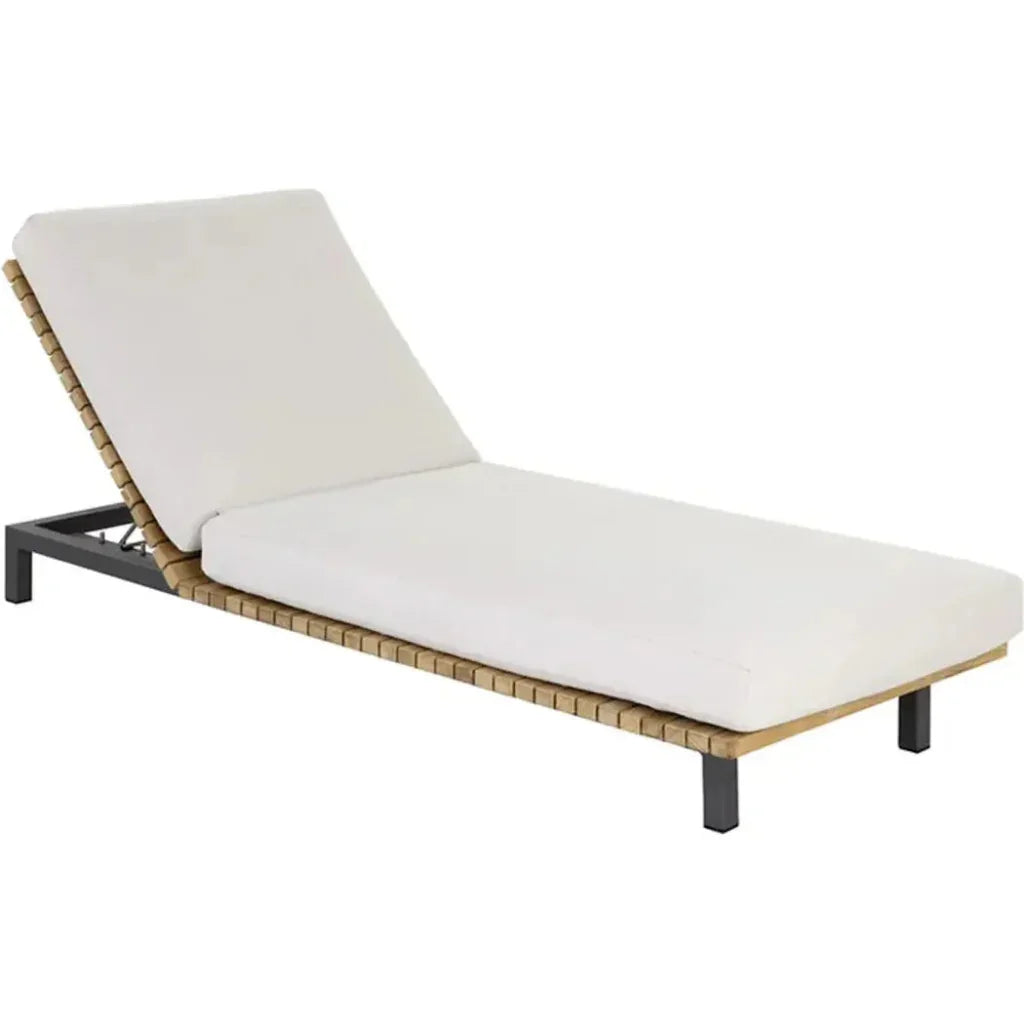 Geneve Cream Fabric Outdoor Lounger - LOOMLAN - SUNPAN - Outdoor Lounge Chairs