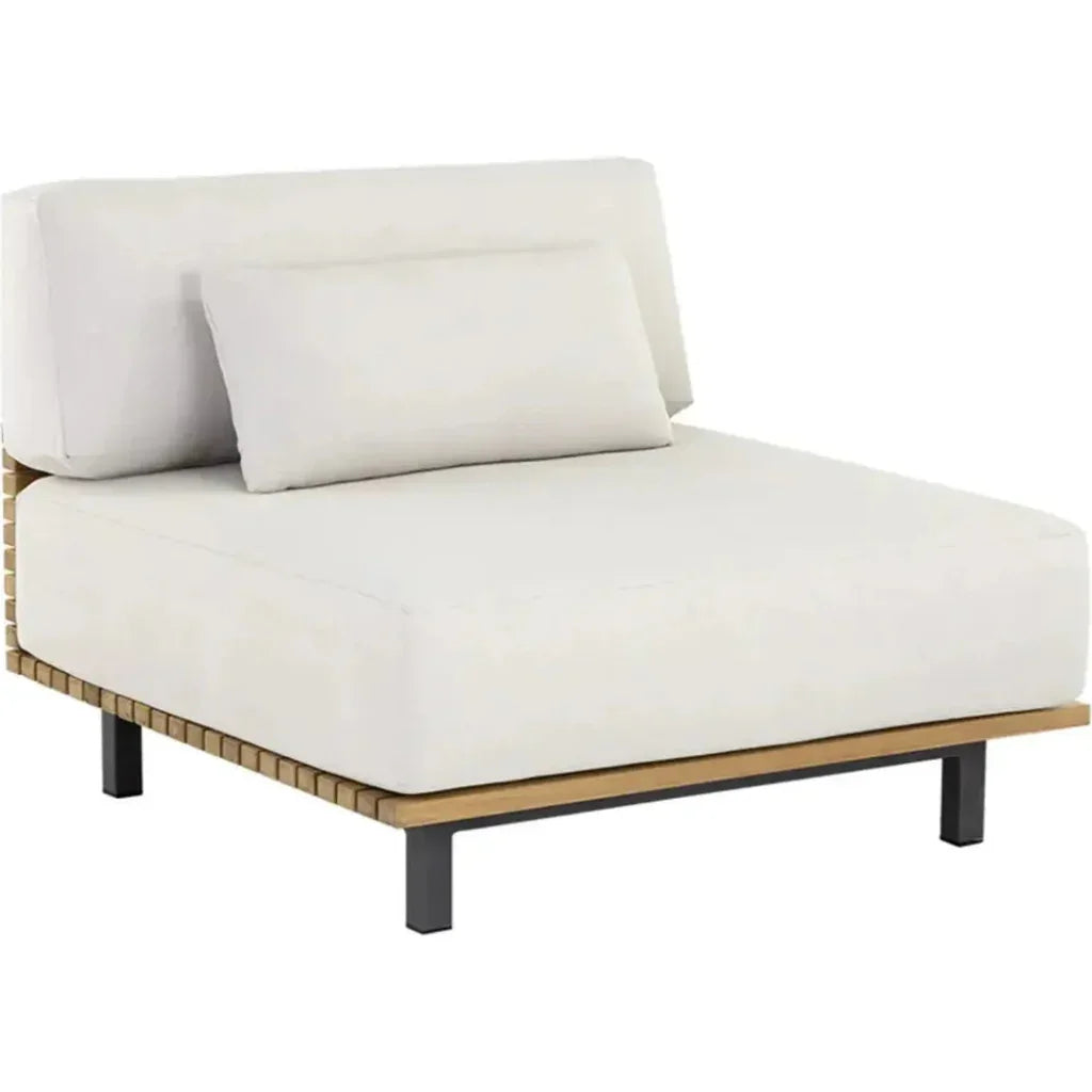 Geneve Cream Fabric Outdoor Modular Chair - LOOMLAN - SUNPAN - Outdoor Lounge Chairs