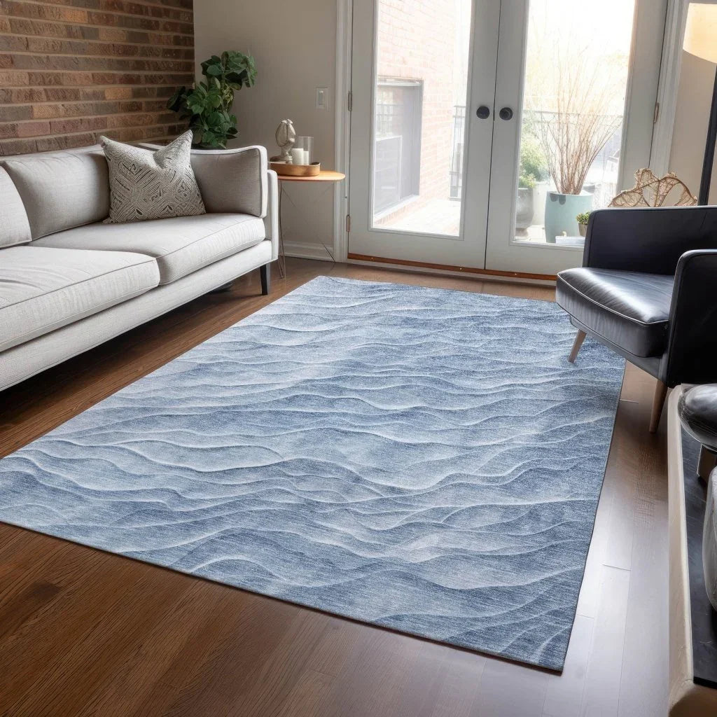 LOOMLAN Rugs Geodari Blue Washable Indoor-Outdoor Rug