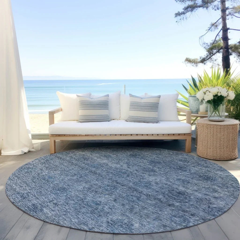LOOMLAN Rugs Glenra Blue Washable Indoor-Outdoor Rug