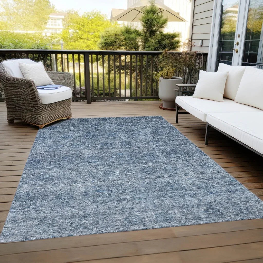LOOMLAN Rugs Glenra Blue Washable Indoor-Outdoor Rug