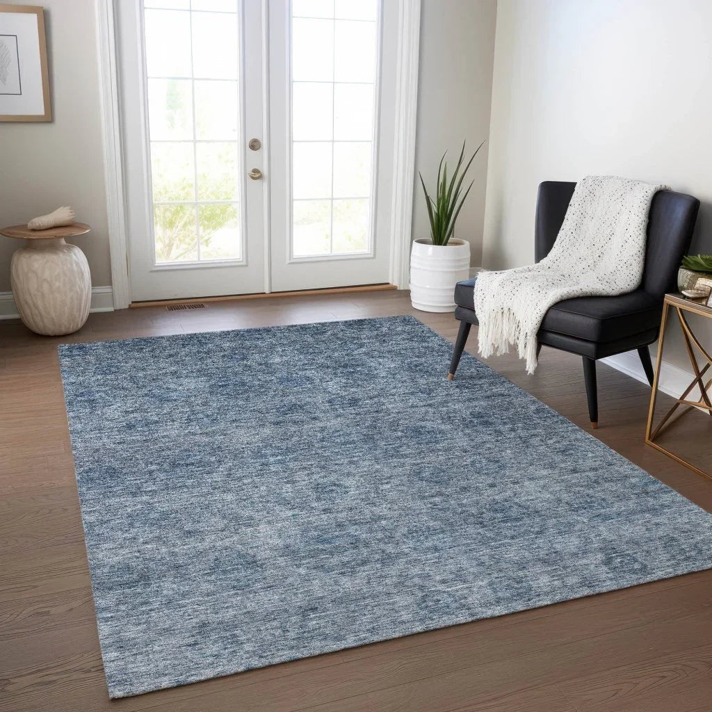 LOOMLAN Rugs Glenra Blue Washable Indoor-Outdoor Rug