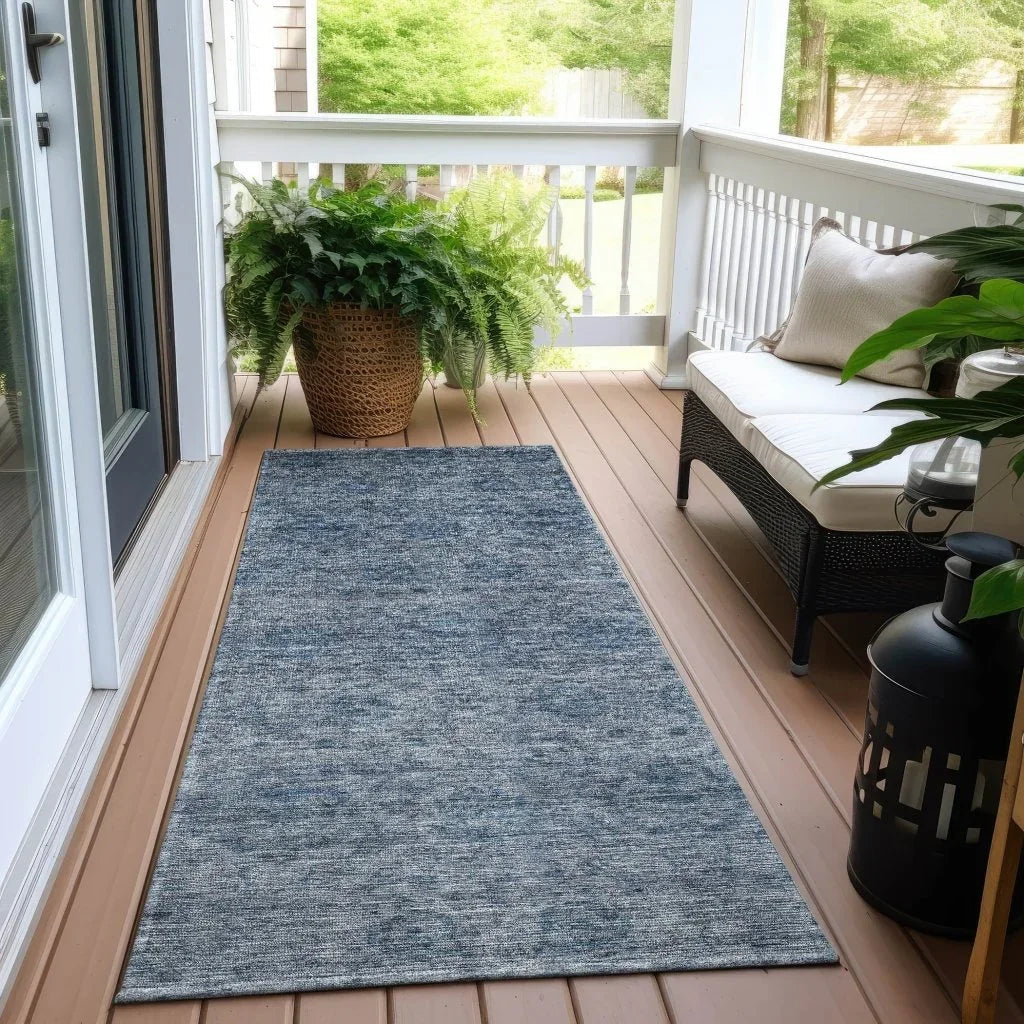 LOOMLAN Rugs Glenra Blue Washable Indoor-Outdoor Rug