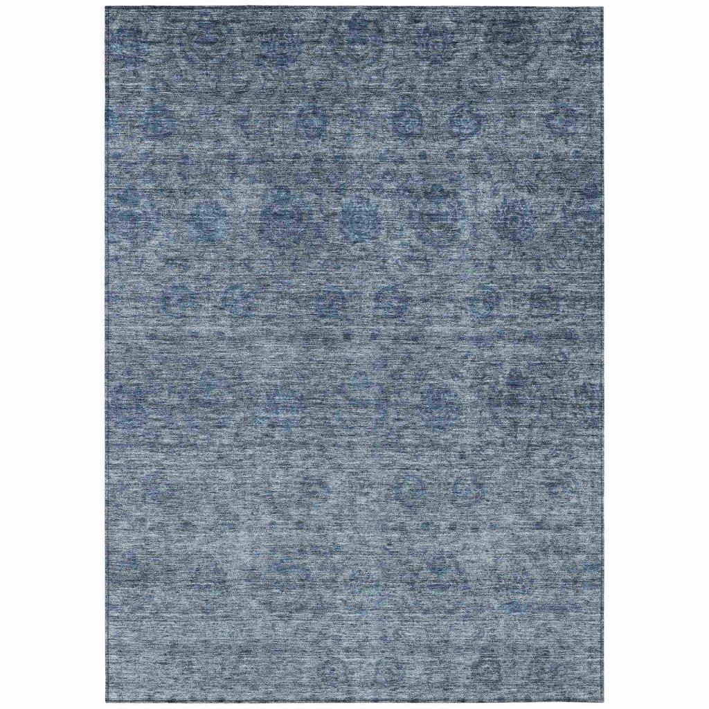 LOOMLAN Rugs Glenra Blue Washable Indoor-Outdoor Rug