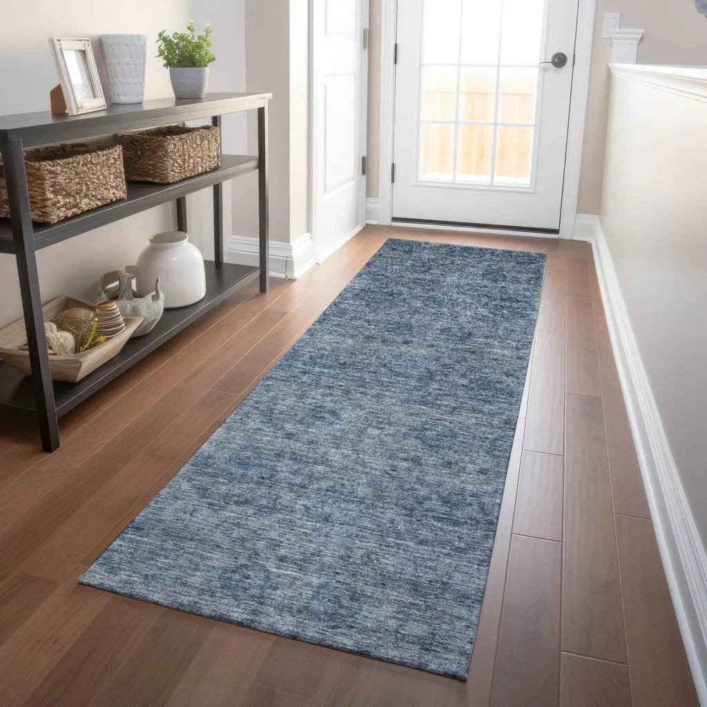 LOOMLAN Rugs Glenra Blue Washable Indoor-Outdoor Rug