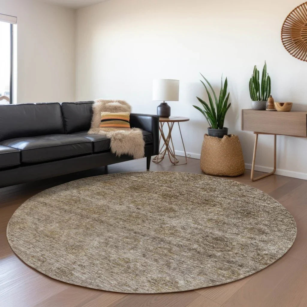 LOOMLAN Rugs Glenra Brown Washable Indoor-Outdoor Rug