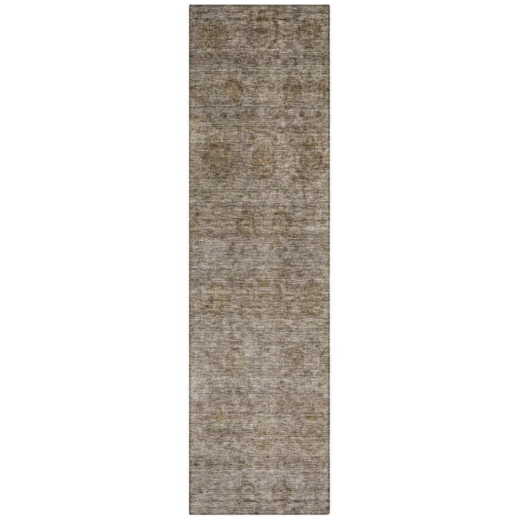 LOOMLAN Rugs Glenra Brown Washable Indoor-Outdoor Rug