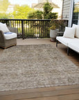 LOOMLAN Rugs Glenra Brown Washable Indoor-Outdoor Rug