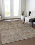 LOOMLAN Rugs Glenra Brown Washable Indoor-Outdoor Rug