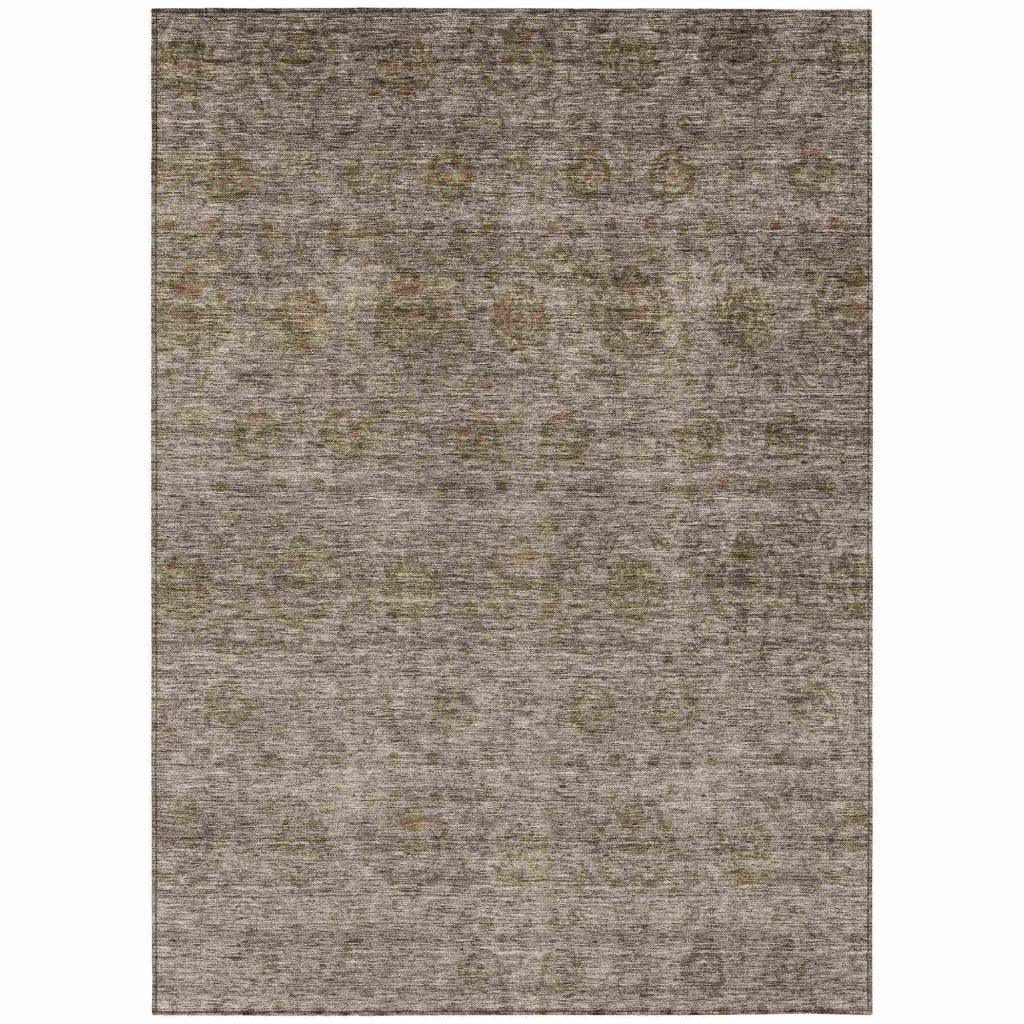 LOOMLAN Rugs Glenra Brown Washable Indoor-Outdoor Rug