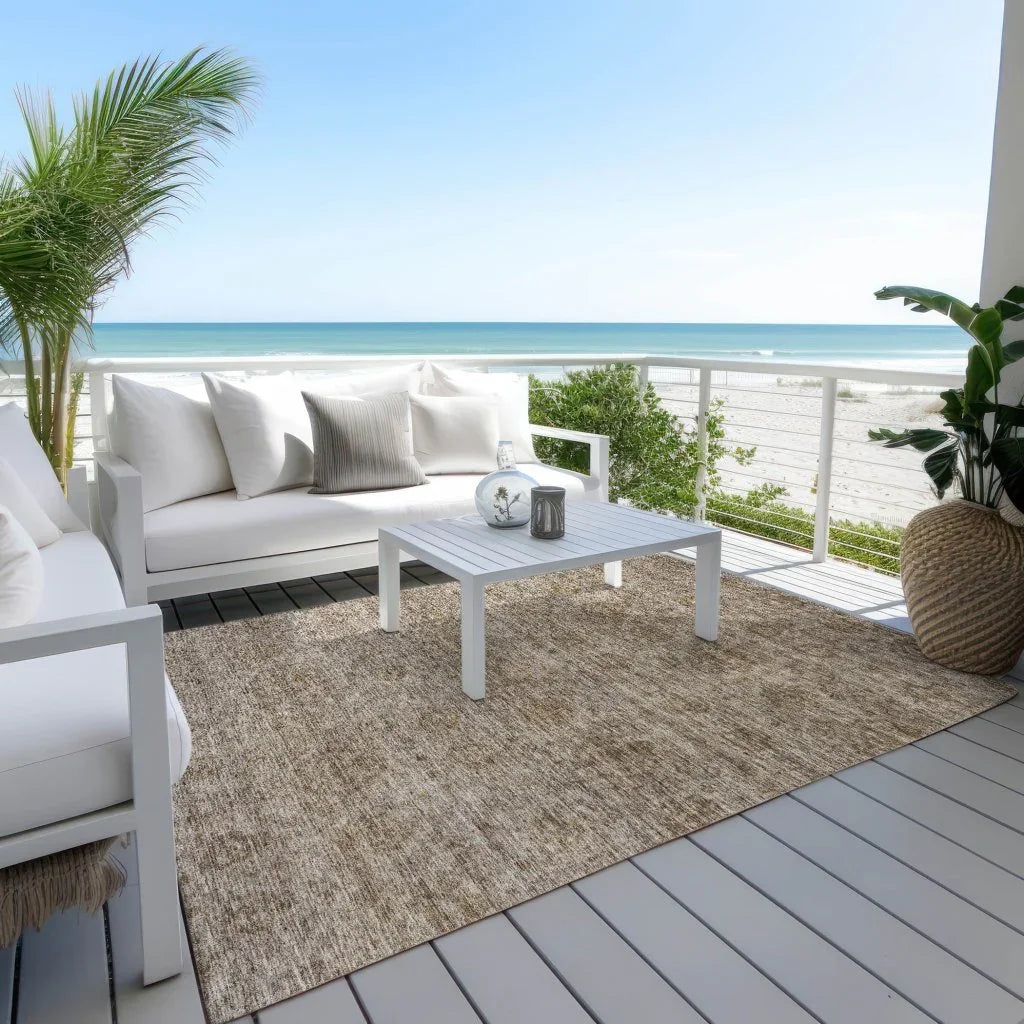 LOOMLAN Rugs Glenra Brown Washable Indoor-Outdoor Rug