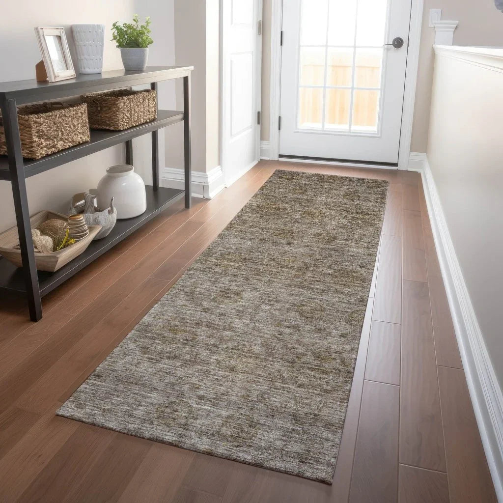 LOOMLAN Rugs Glenra Brown Washable Indoor-Outdoor Rug
