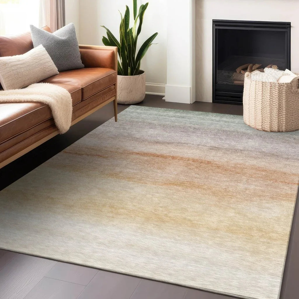 LOOMLAN Rugs Goldira Orange Washable Indoor-Outdoor Rug