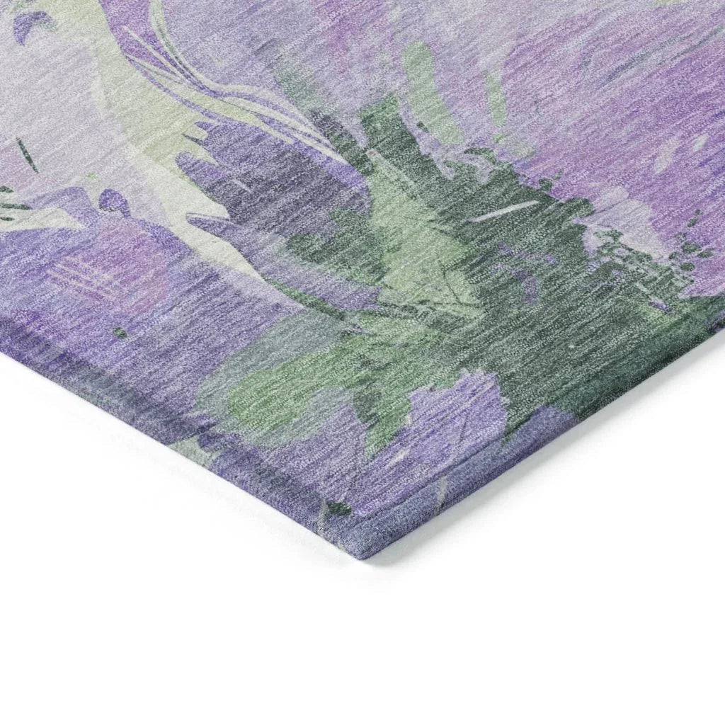 LOOMLAN Rugs Golditha Purple Washable Indoor-Outdoor Rug