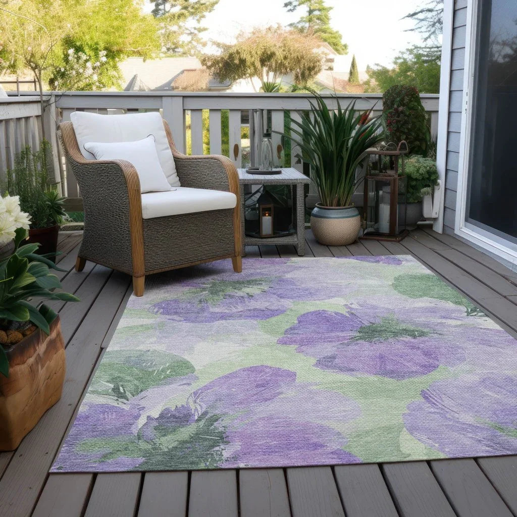 LOOMLAN Rugs Golditha Purple Washable Indoor-Outdoor Rug