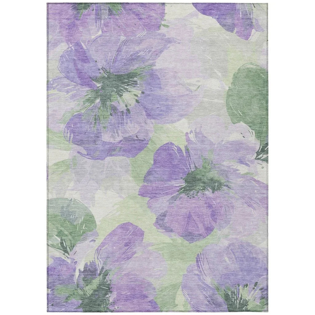 LOOMLAN Rugs Golditha Purple Washable Indoor-Outdoor Rug