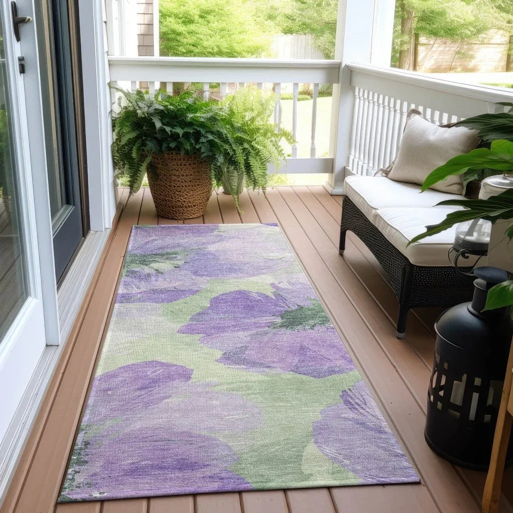 LOOMLAN Rugs Golditha Purple Washable Indoor-Outdoor Rug