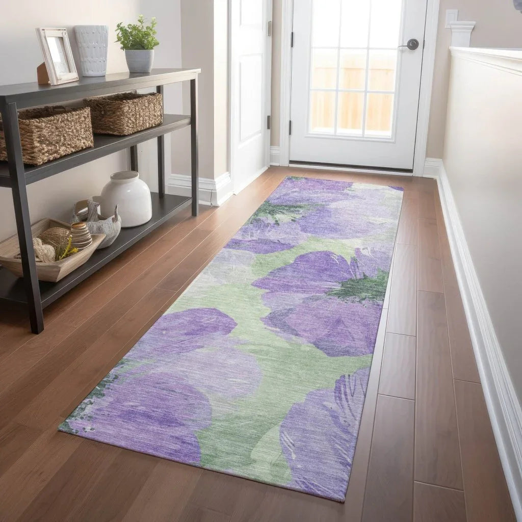 LOOMLAN Rugs Golditha Purple Washable Indoor-Outdoor Rug