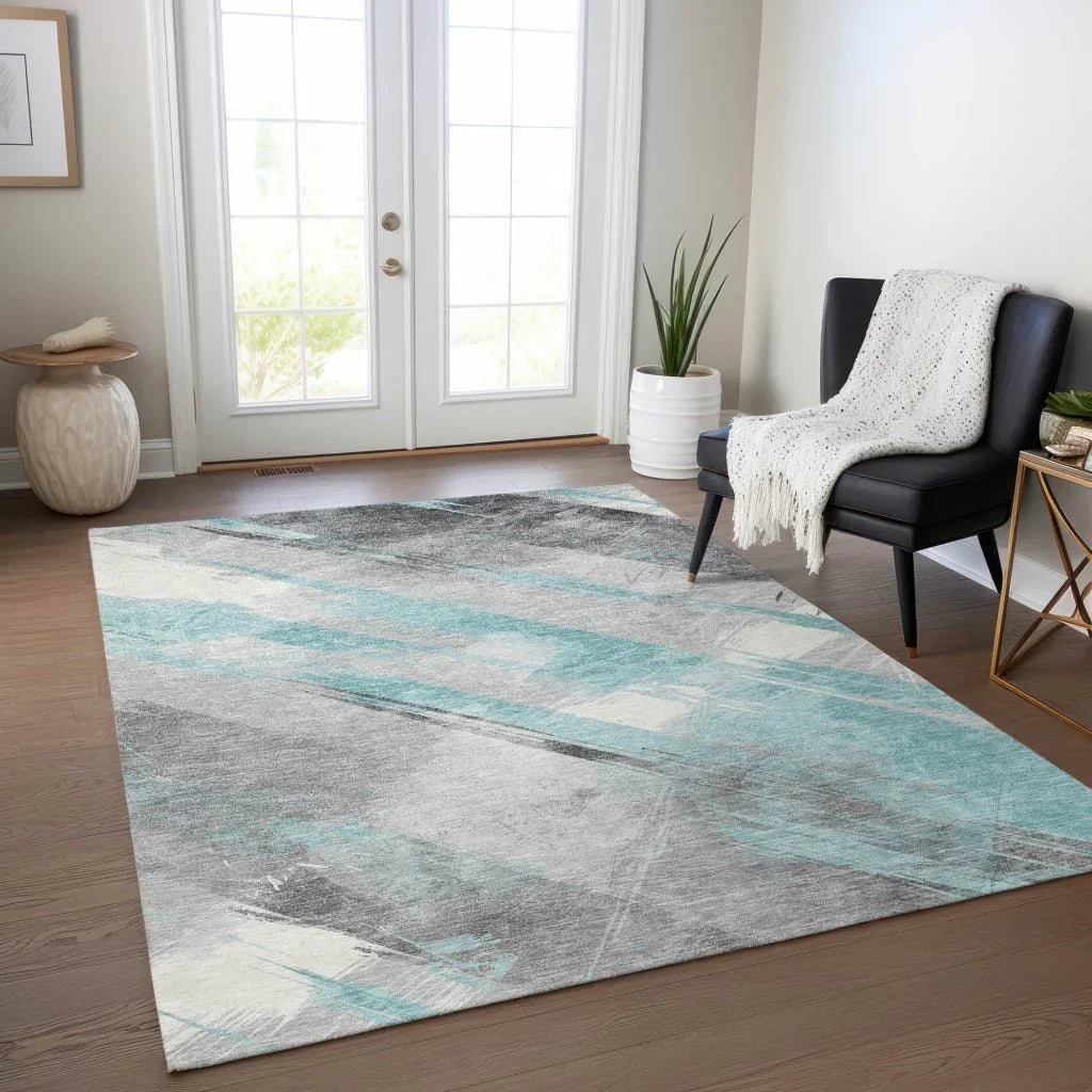 LOOMLAN Rugs Grandelux Teal Washable Indoor-Outdoor Rug