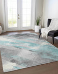 LOOMLAN Rugs Grandelux Teal Washable Indoor-Outdoor Rug