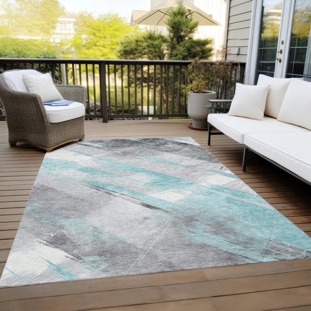 LOOMLAN Rugs Grandelux Teal Washable Indoor-Outdoor Rug