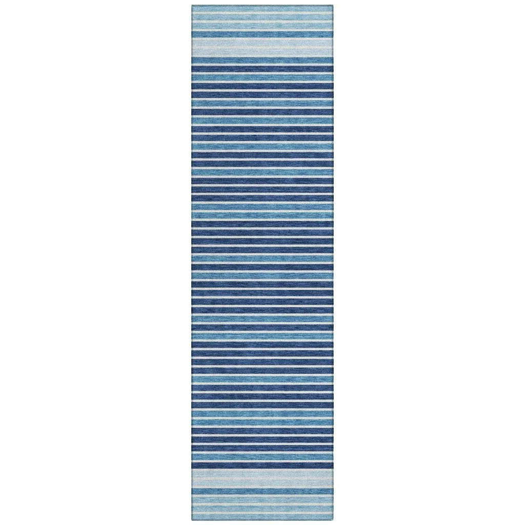 LOOMLAN Rugs Graphyne Blue Washable Indoor-Outdoor Rug