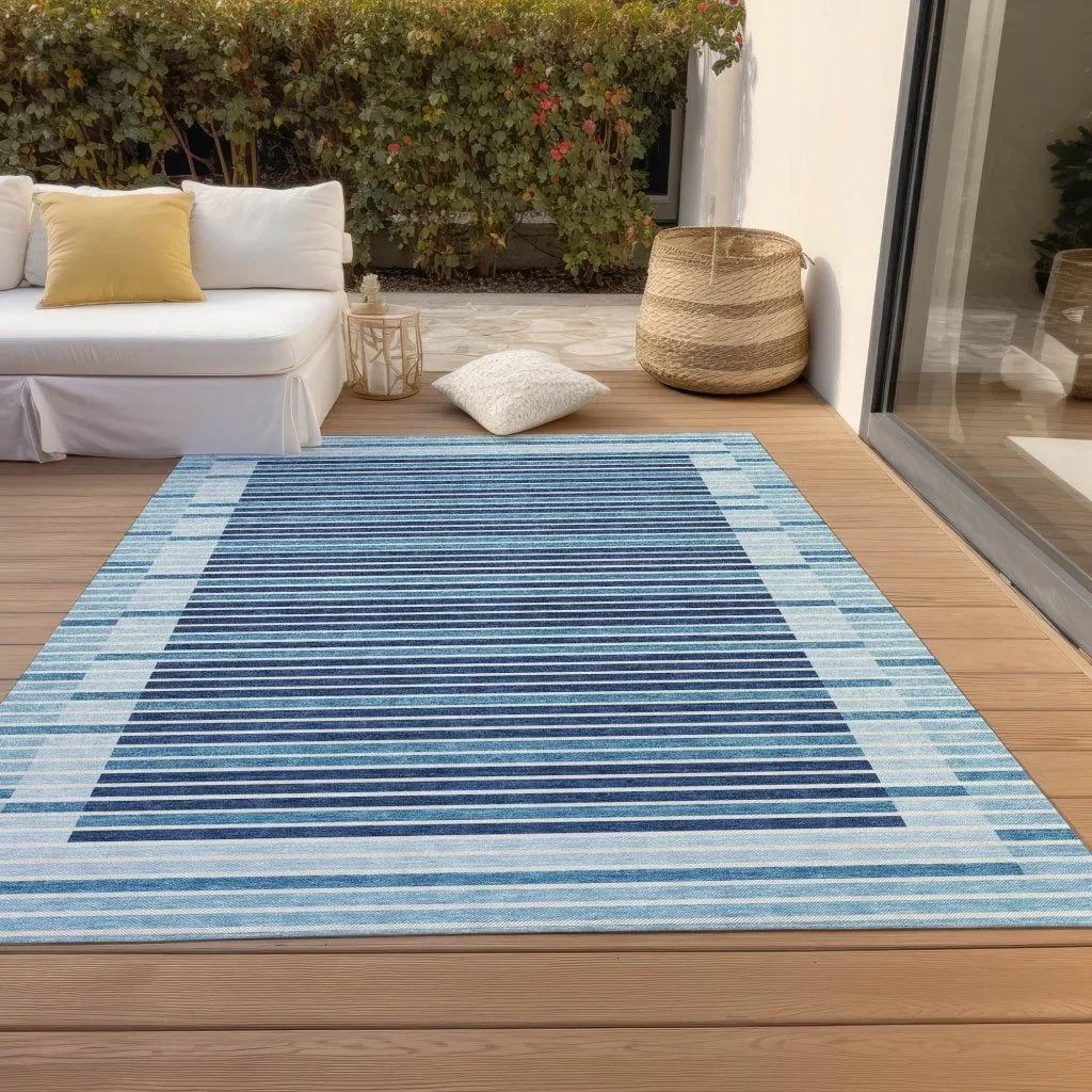 LOOMLAN Rugs Graphyne Blue Washable Indoor-Outdoor Rug