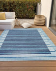LOOMLAN Rugs Graphyne Blue Washable Indoor-Outdoor Rug